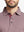 Model front close-up from nose to chest wearing Ventilated Heather Jacquard Polo in DUSTY ROSE HEATHER