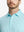 Front close-up shot of model from nose to chest wearing Sport Fit Stripe Polo in Aqua Blue Stripe