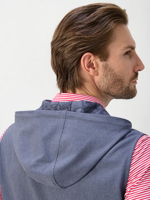 Water Resistant Sleeveless Hooded Jacket With Pockets
