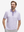 Front upper body shot of model wearing violet frost flowers stylish full print contrast collared golf polo shirts