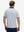 Back upper body shot of model wearing navy antlers stylish full print contrast collared golf polo shirts