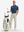 Full front: model in red white golf club lightweight stretch upgraded print golf polo shirts holding golf club.