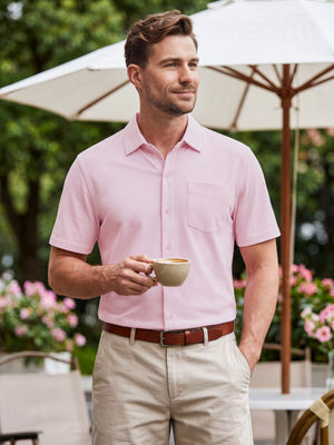 Cotton Blend Pique Plain Shirt
