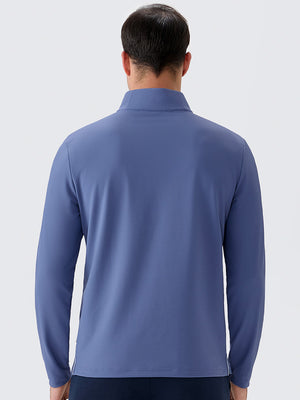 Ribbed Texture Nylon Quarter Zip Pullover