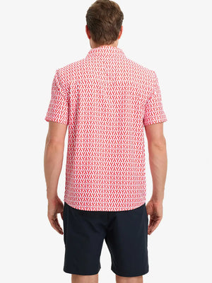 Back half-body view wearing RED LOBSTER Stylish Printing Summer Shirt.