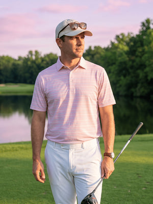 Stylish Stripe Jersey Golf Polo